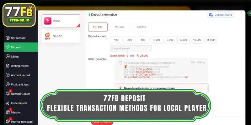 77FB Deposit - Flexible Transaction Methods For Local Player