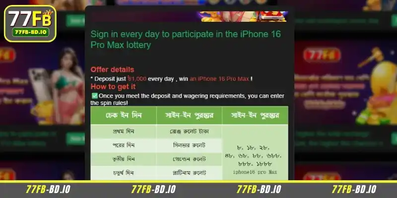 Benefits of the 77FB daily login program