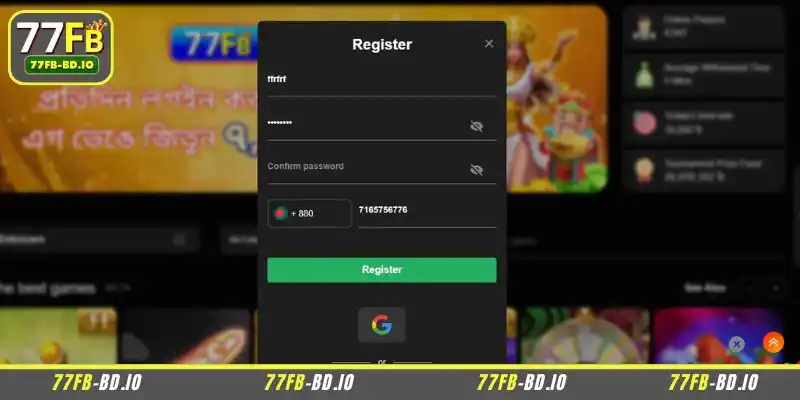 Instructions to complete the 77FB Register process